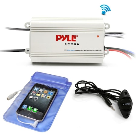 Pyle Bluetooth Marine Amplifier Kit, 4-Ch., PLMRMB4CW PLMRMB4CW